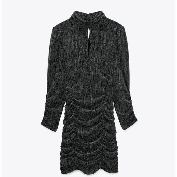 ZARA Women’s Mini Black Dress w/ Metallic Thread - Picture 2 of 4